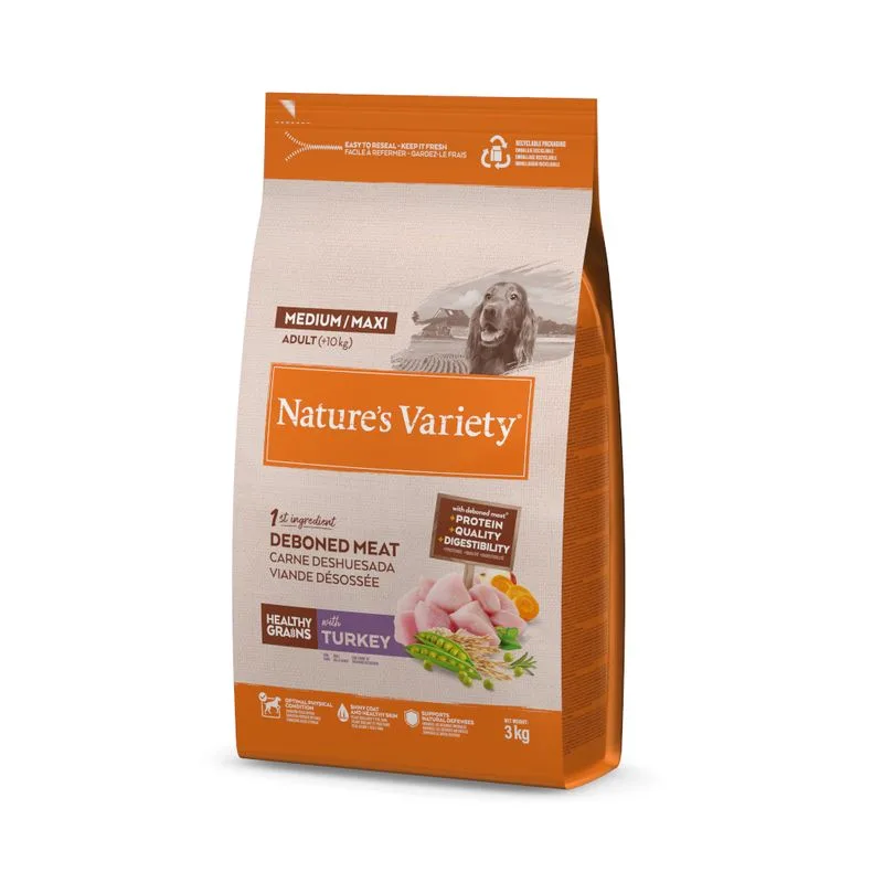 Nature's Variety Healthy Grains Adult Medium/Maxi Tacchino Crocchette cane (3 kg**)
