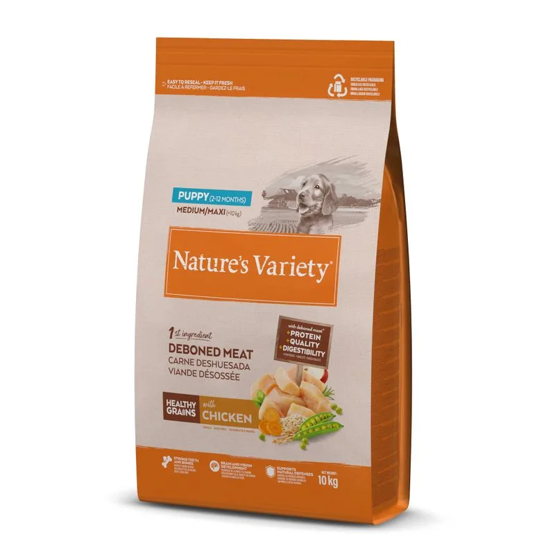 Nature's Variety Healthy Grains Puppy Medium/Maxi Pollo Crocchette cane (Set %: 2 x 10 kg)