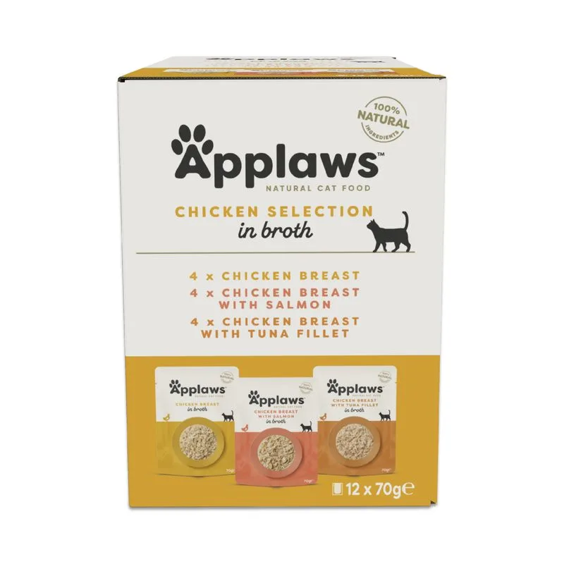 Set prova! Applaws Cat Natural in Brodo 48 x 70 g (Mix Selezione Pollo 3 (3 varianti))