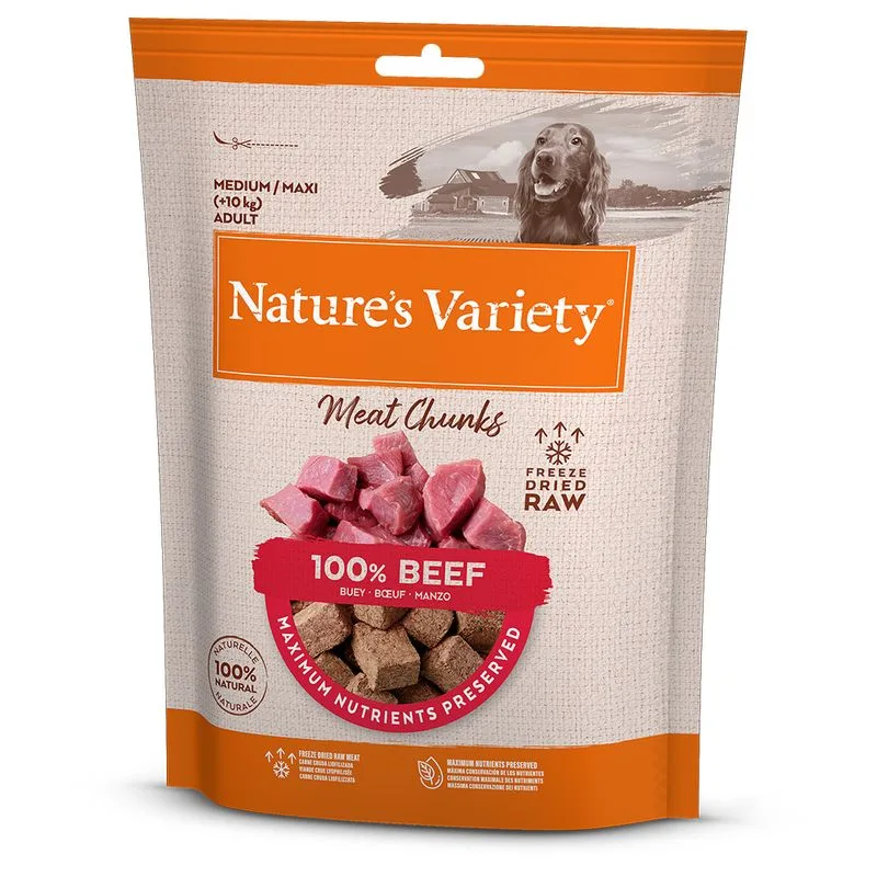 Nature's Variety Meat Chunks Manzo Snack liofilizzati per cane (Set %: 2 x 50 g)