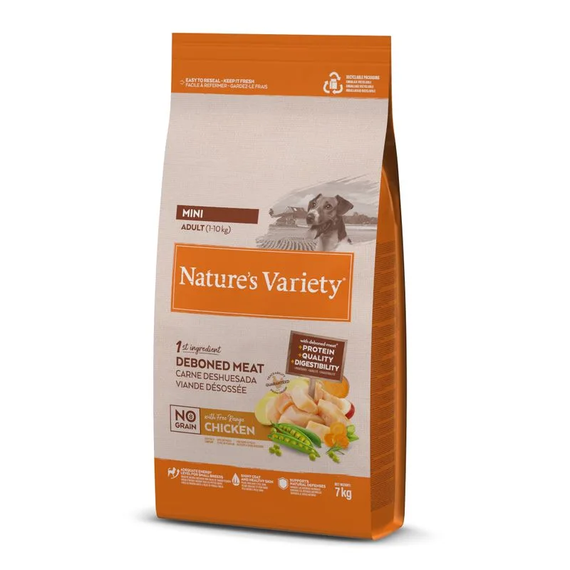 Nature's Variety No Grain Adult Mini Pollo allevato all'aperto per cane (7 kg)
