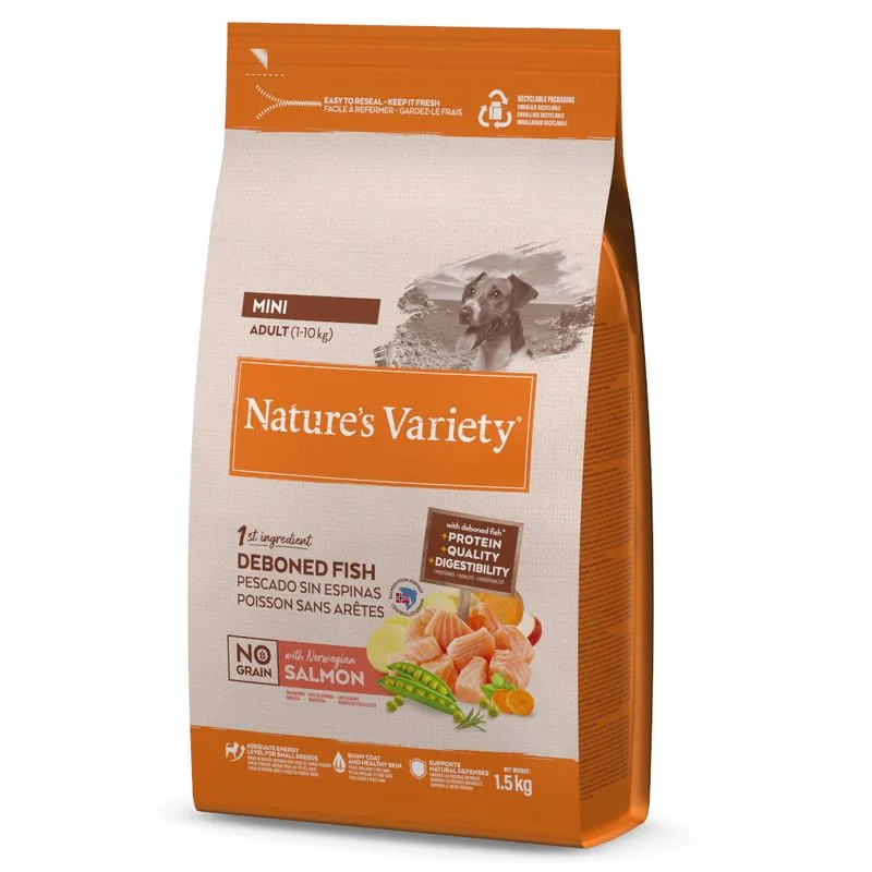 Nature's Variety No Grain Adult Mini Salmone Crocchette per cani (Set %: 3 x 1,5 kg)