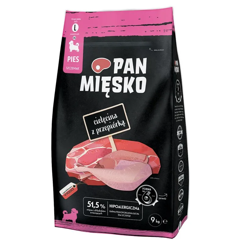 Pan Mięsko Large Puppy Vitello con Quaglia (Set %: 2 x 9 kg)