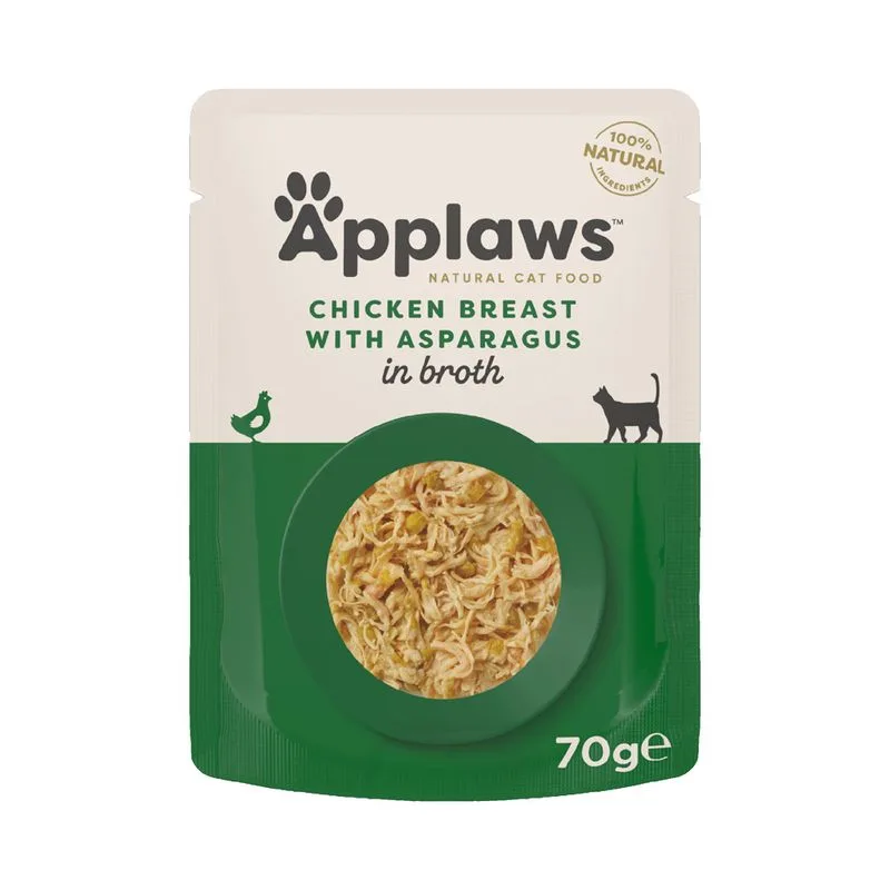 Set prova! Applaws Cat Natural in Brodo 48 x 70 g (Petto di pollo con asparagi)
