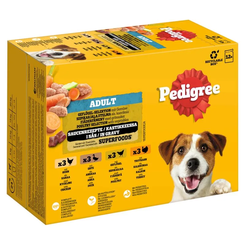 Multipack Pedigree in Salsa Umido per cane (Set %: 48 x 100 g Selezione di pollame (4 varanti))