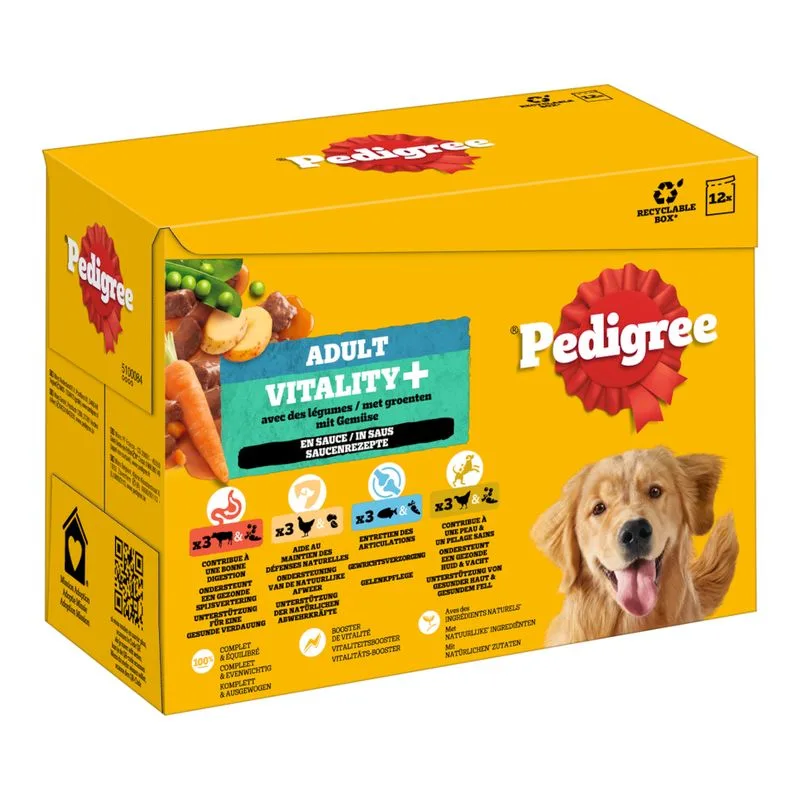Pedigree Adult Vitality Plus in Salsa umido per cane (Set %: 48 x 85 g (4 varianti))