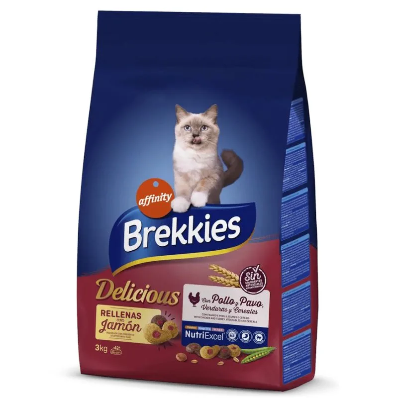Brekkies Delicious Pollo, Tacchino & Verdure Crocchette per gatti (Set %: 3 x 3 kg)