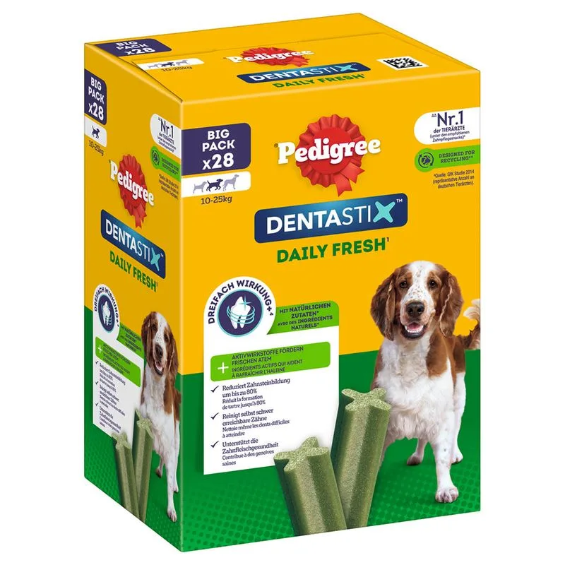 Pedigree Dentastix Fresh Snack per cani di tg. media (10-25 kg) (Set %: 6 x 28 pz (168 pz))
