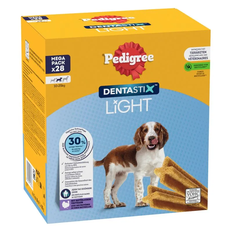 Pedigree Dentastix Light: Dental Chews per cani di tg. media (10 - 25 kg) (Set %: 168 pz)