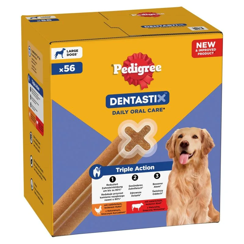 Pedigree Dentastix Snack per cani di tg. grande (> 25 kg) (Set %: 3 x 56 pz (168 pz))