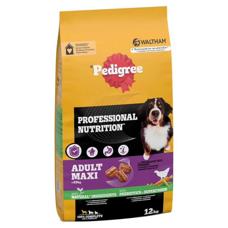 Pedigree Professional Nutrition Adult Maxi >25 kg con pollame e verdure (Set: 2 x 12 kg)