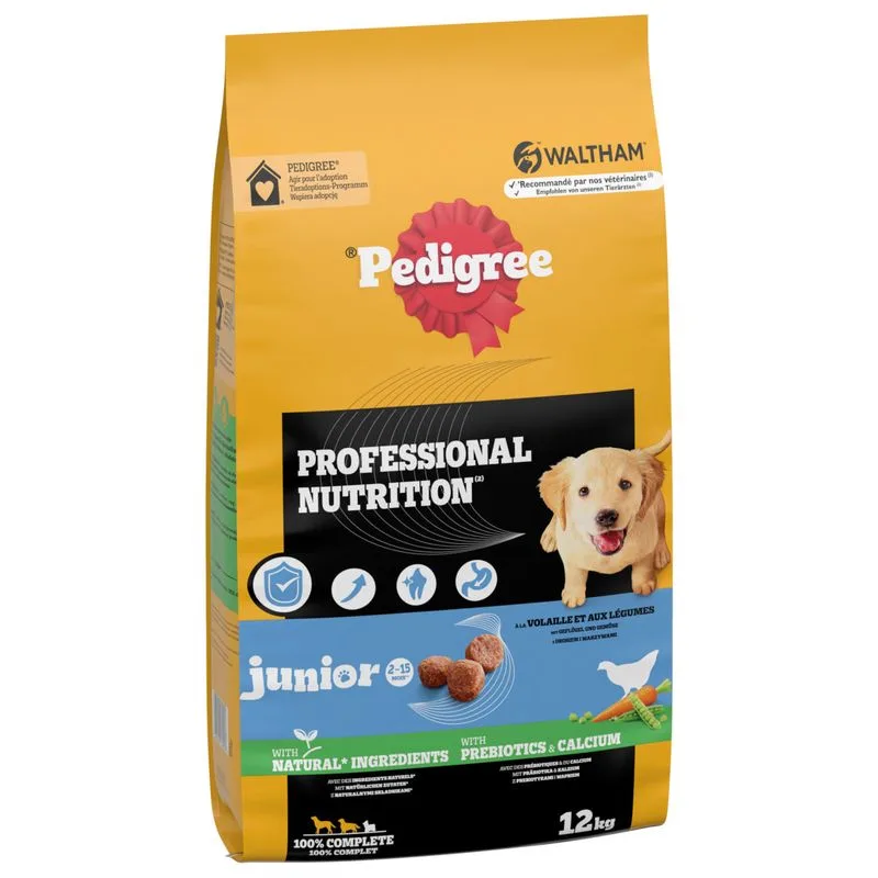 Pedigree Professional Nutrition Junior con pollame e verdure Crocchette cane (Set %: 2 x 12 kg)