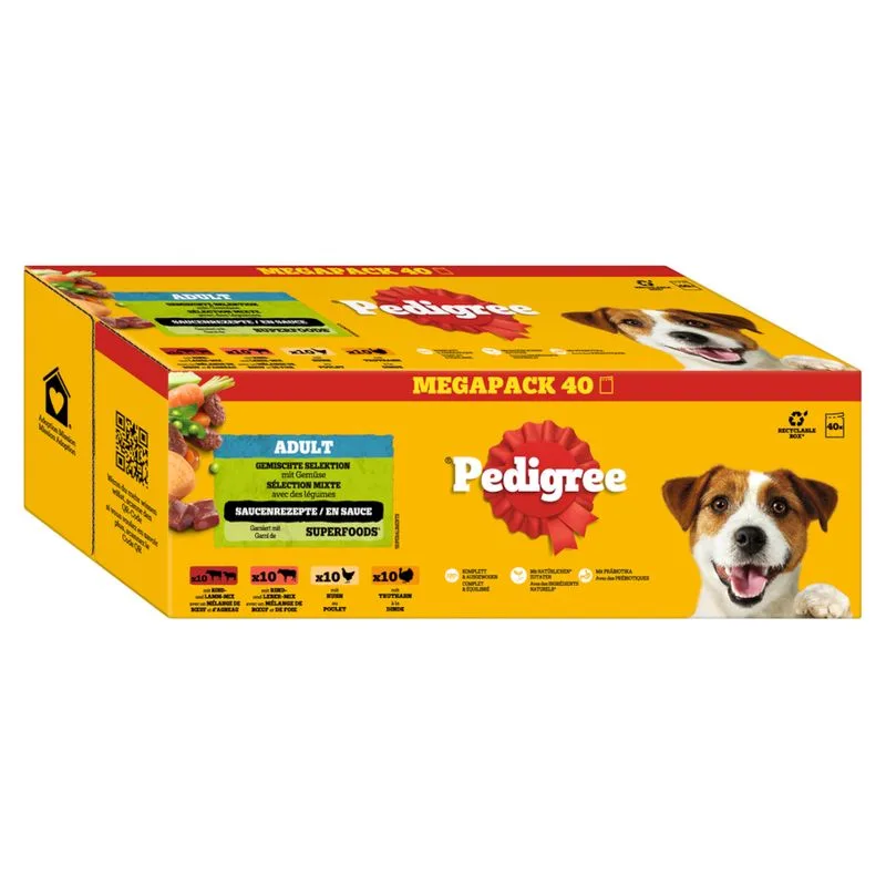 Pedigree in buste 40 x 100 g (Selezione mista con verdure in salsa (4 varianti))