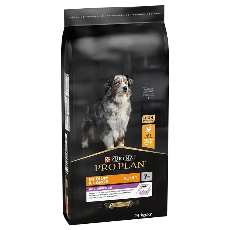 Multipack risparmio! 2 x PURINA PRO PLAN Crocchette per cani (2 x 14 kg Medium & Large Adult 7+ Age Defence Pollo & Riso)