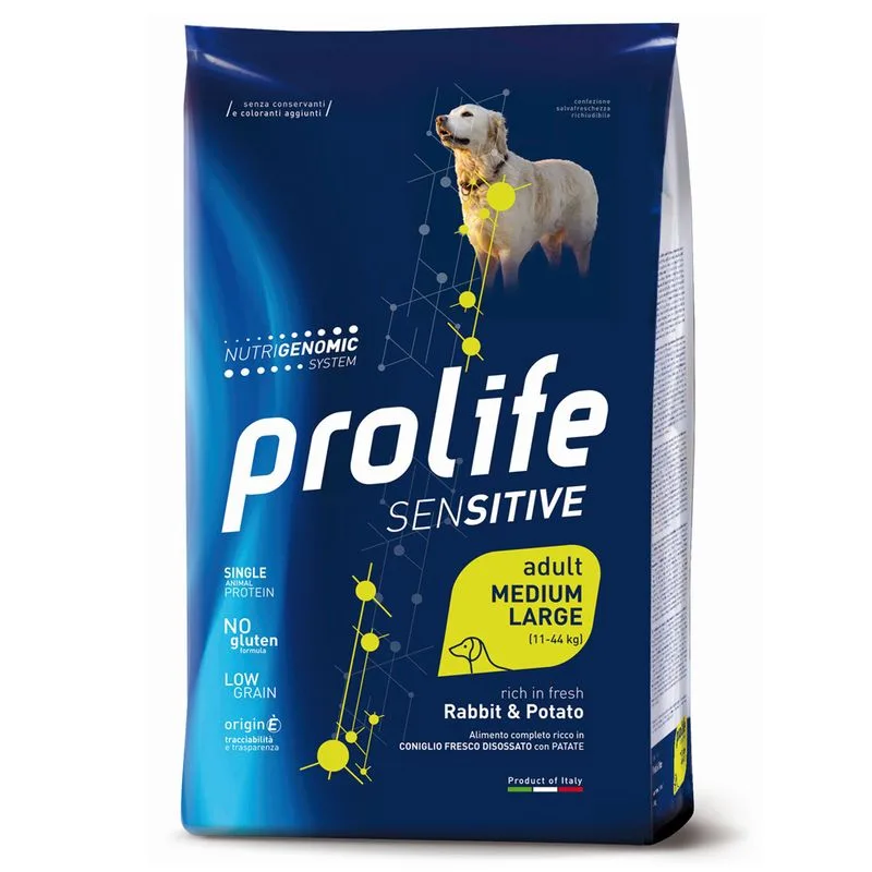 Multipack Risparmio! 2 x Prolife (2 x 10 kg Sensitive Adult Medium/Large Coniglio & Patate)