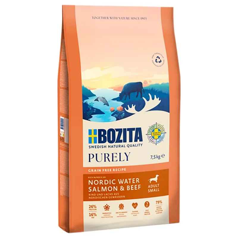 Bozita Dog Purely Adult Small Grain Free Salmone e Manzo Crocchette per cane (Set%: 2 x 7,5 kg)
