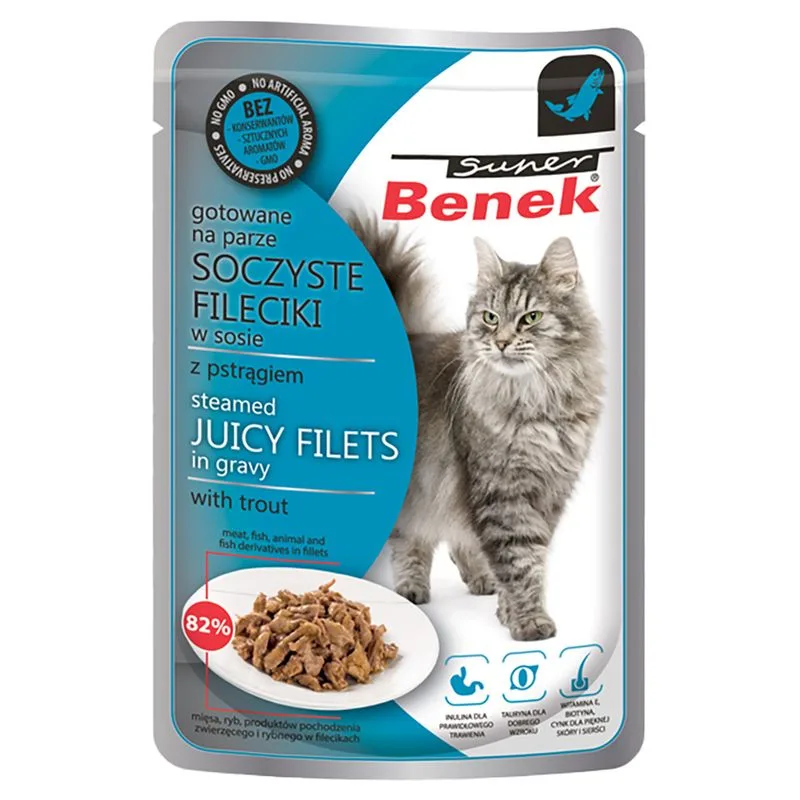 Super Benek Filetti in Salsa 56 x 85 g umido per gatto