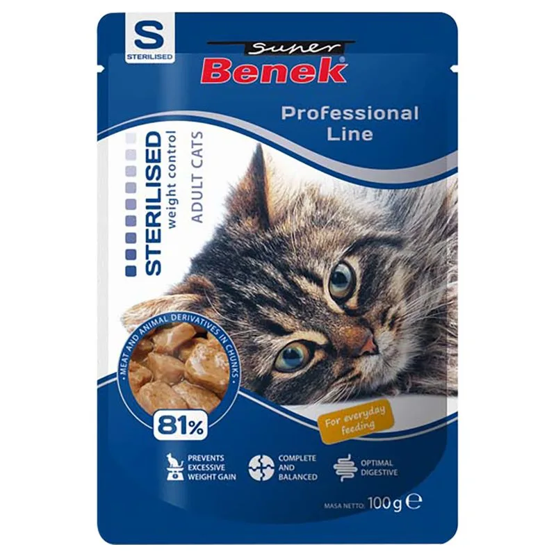 Super Benek Professional Line Sterilized Adult Pollame 24 x 100 g per gatto