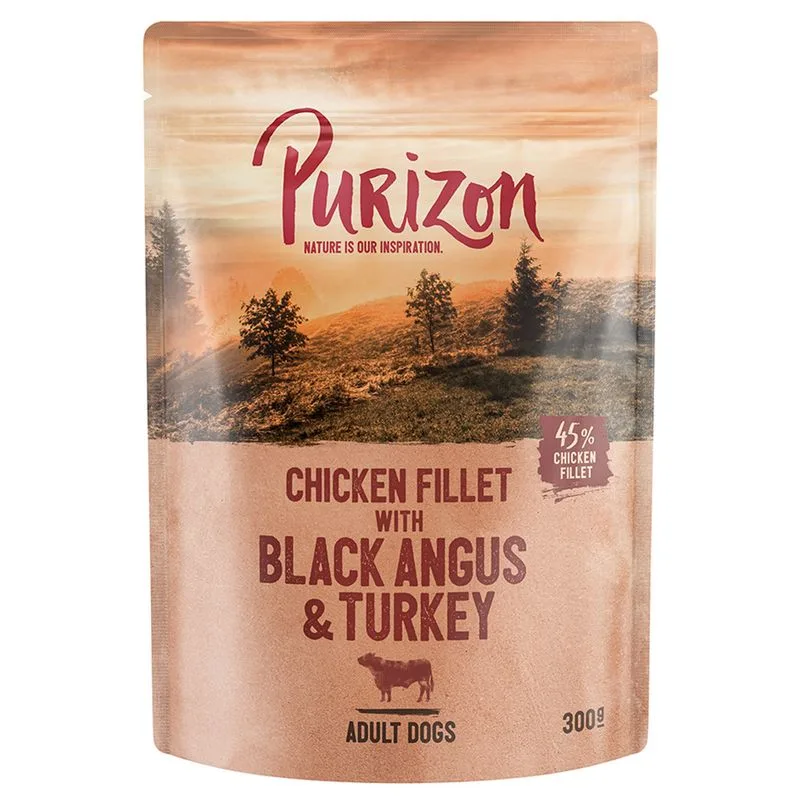 Purizon Adult 24 x 300 g (Filetto di pollo con Black-Angus, Tacchino, Patate dolci e Mirtilli rossi)