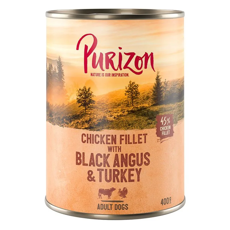 Purizon Original Adult 24 x 400 g (Filetto di pollo con Black-Angus, Tacchino, Patate dolci e Mirtilli rossi)