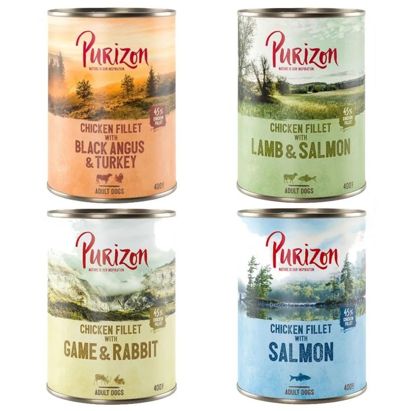 Purizon Original Adult 24 x 400 g (Mix (8 x Black-Angus & Tacchino, 8 x Agnello & Salmone, 4 x Salmone, 4 x Selvaggina & Coniglio))