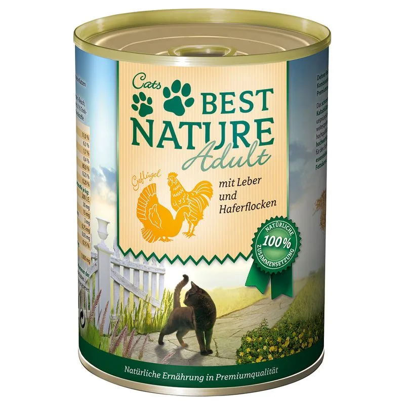 Best Nature Cat Adult 6 x 400 g Umido per gatto (Pollame e fegato)