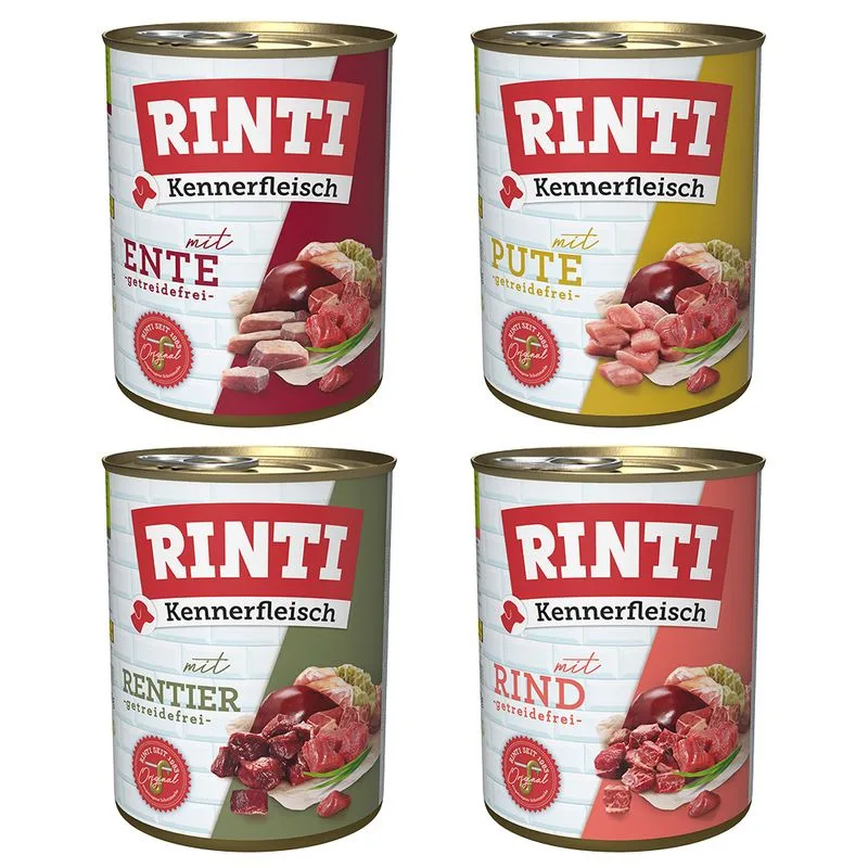 RINTI Kennerfleisch 12 x 800 g (Mix 2: Manzo, Tacchino, Anatra, Renna)
