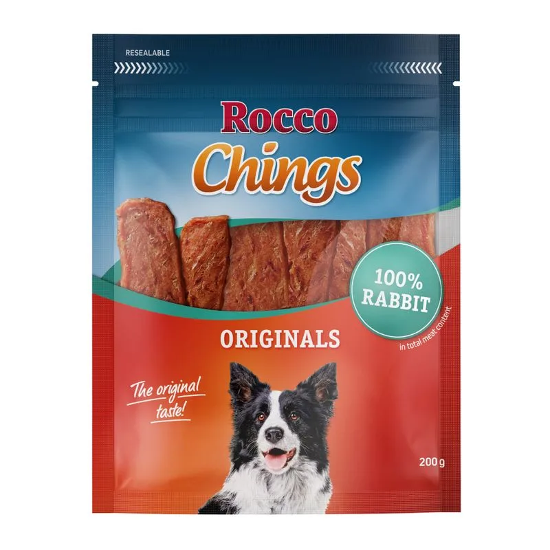 Multipack risparmio! Rocco Chings Originals - Strisce da masticare (Set %: 12 x 200 g Coniglio)