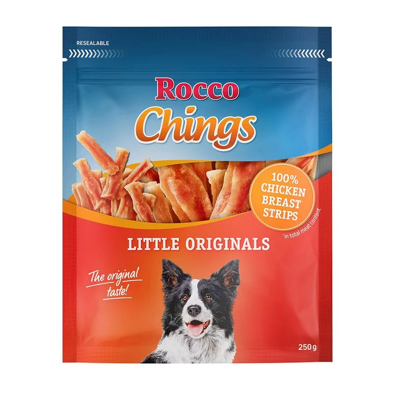 Rocco Chings Originals - Strisce da masticare (250 g Piccole strisce di petto di pollo - NUOVO!)