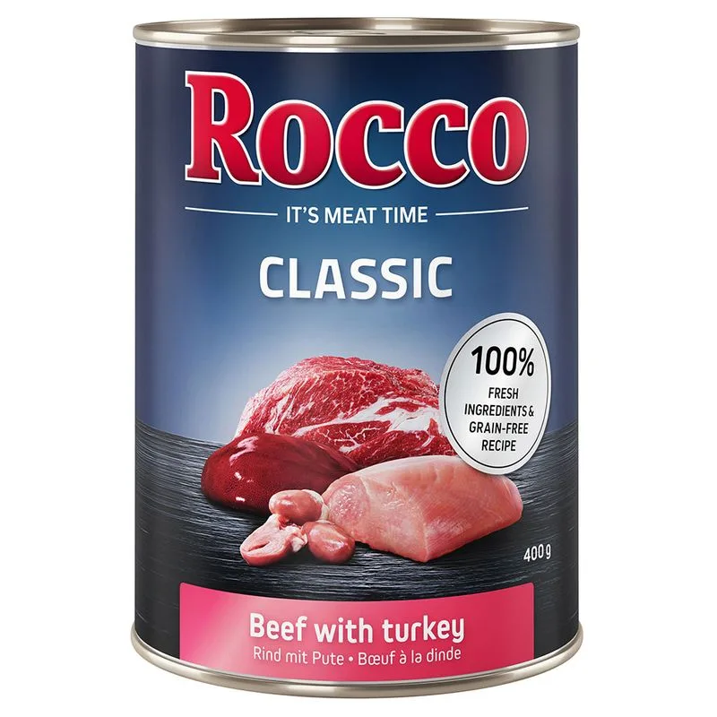 Rocco Classic 6 x 400 g Alimento umido per cani (Manzo con Tacchino)