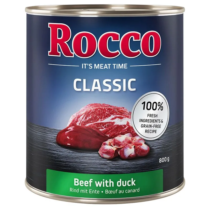 Rocco Classic 24 x 800 g Alimento umido per cani (Manzo con Anatra)