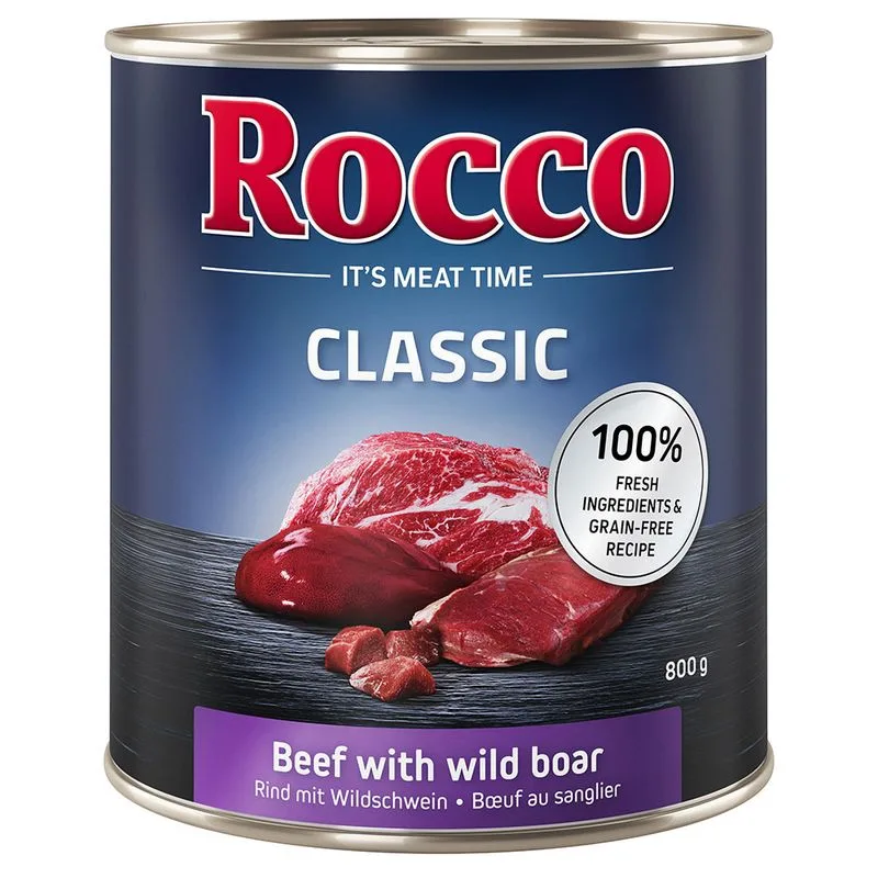 Rocco Classic 24 x 800 g Alimento umido per cani (Manzo con Cinghiale)