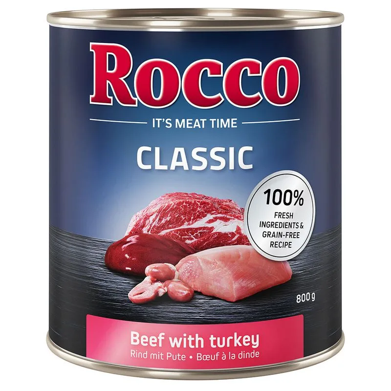Rocco Classic 24 x 800 g Alimento umido per cani (Manzo con Tacchino)