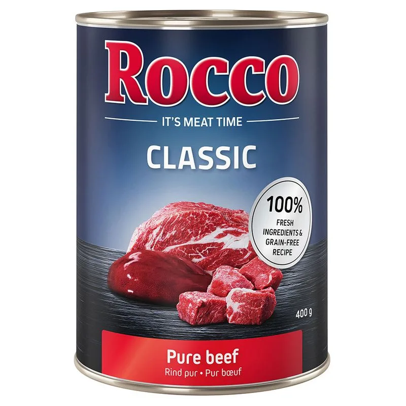 Rocco Classic 6 x 400 g Alimento umido per cani (Manzo Puro)