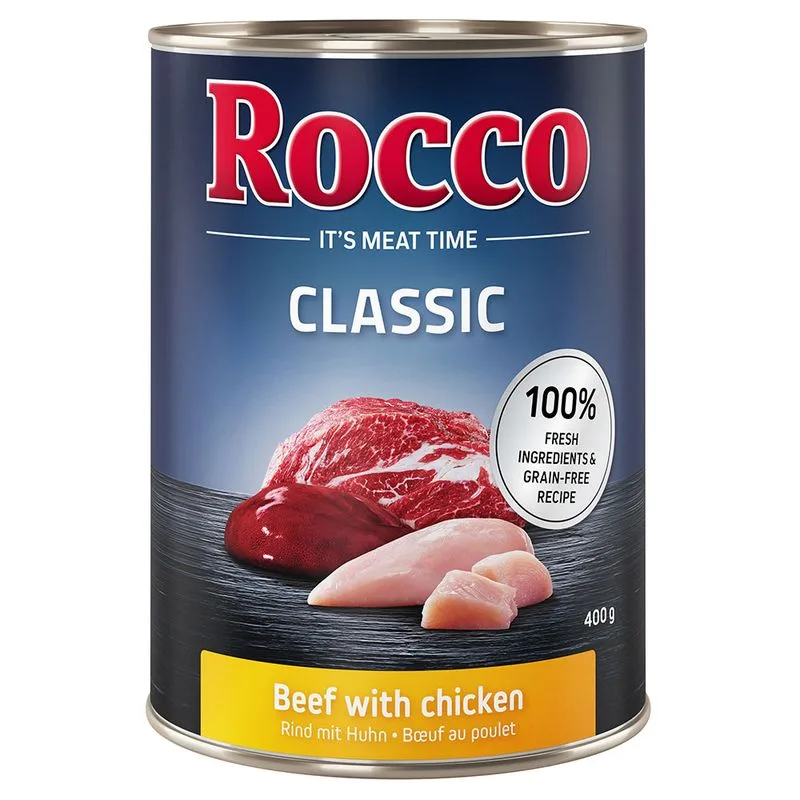 Rocco Classic 6 x 400 g Alimento umido per cani (Manzo con Pollo)