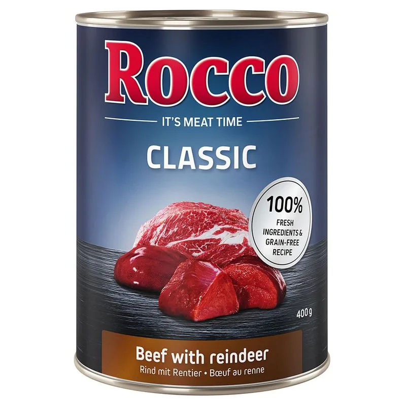 Rocco Classic 6 x 400 g Alimento umido per cani (Manzo con Renna)