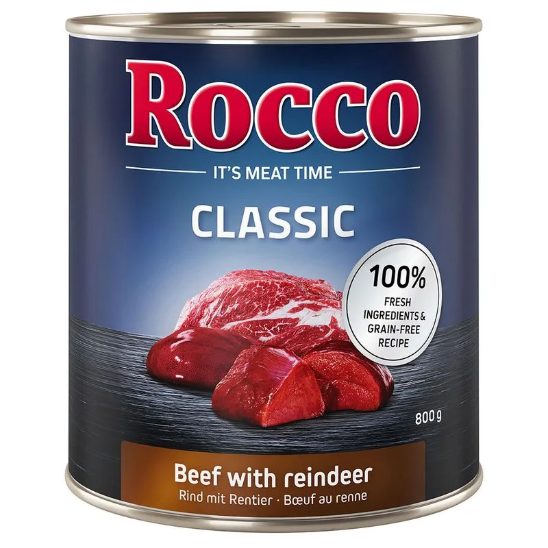 Rocco Classic 24 x 800 g Alimento umido per cani (Manzo con Renna)