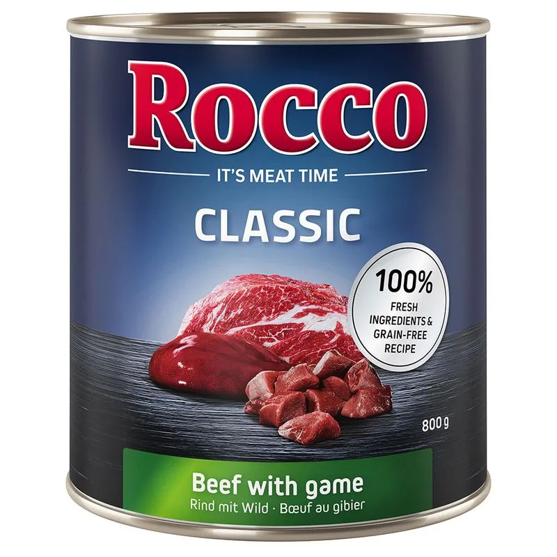Rocco Classic 24 x 800 g Alimento umido per cani (Manzo con Selvaggina)