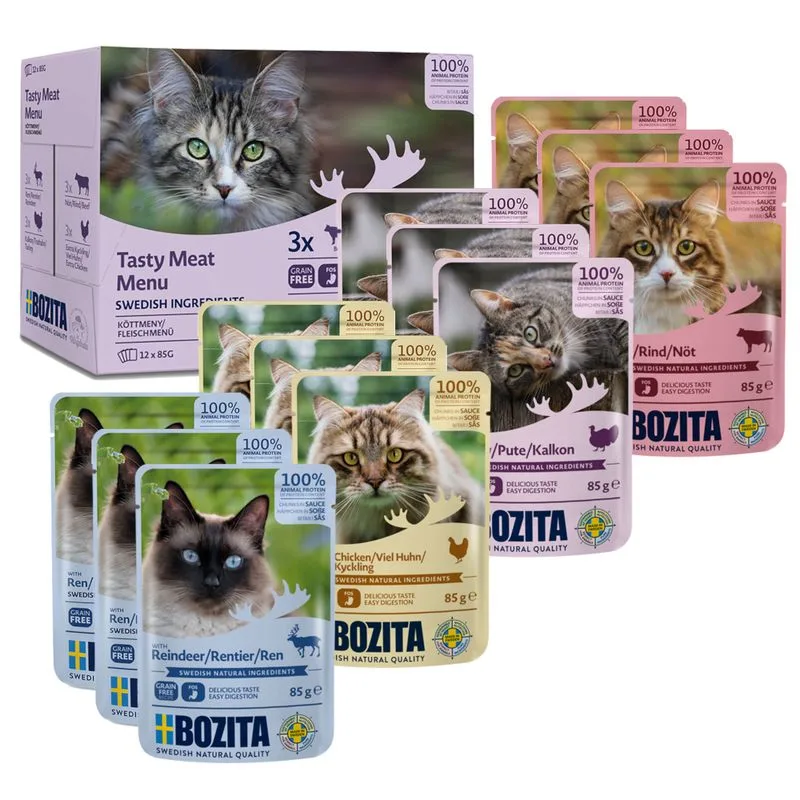 Bozita Bocconcini in salsa Buste 12 x 85 g (Mix Carne (Manzo, Tacchino, Pollo, Renna))