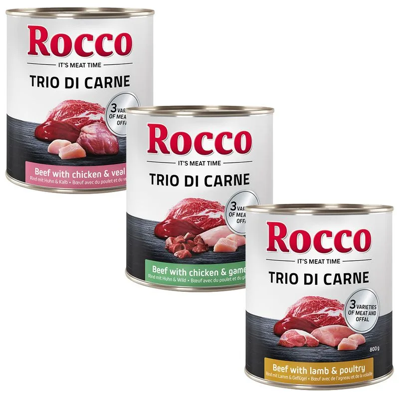 Rocco Classic Trio di Carne 24 x 800 g Alimento umido per cani