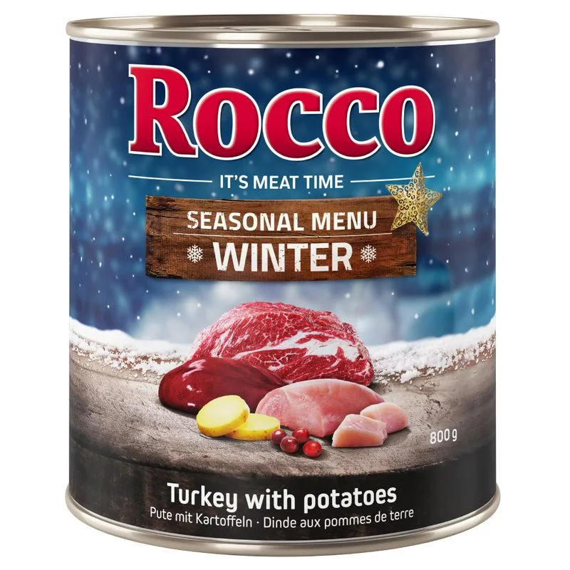 Rocco Menù Inverno - Manzo con Tacchino e Patate umido cane (Set %: 24 x 800 g)
