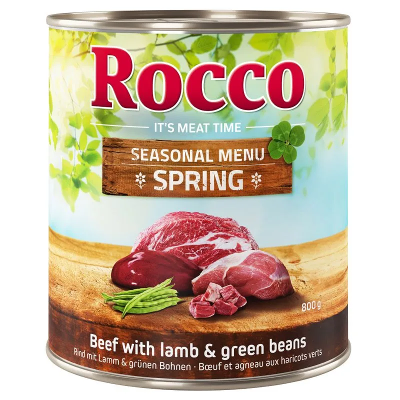 Rocco Menù Primavera - Agnello con Fagiolini Alimento umido per cani (Set %: 24 x 800 g)