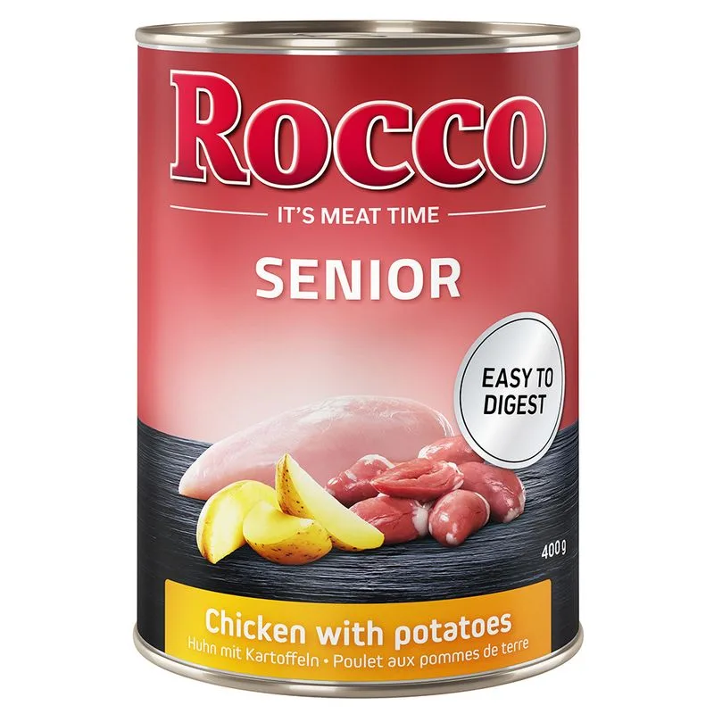 Rocco Senior 6 x 400 g umido per cane (Pollo con Patate - NUOVO!)