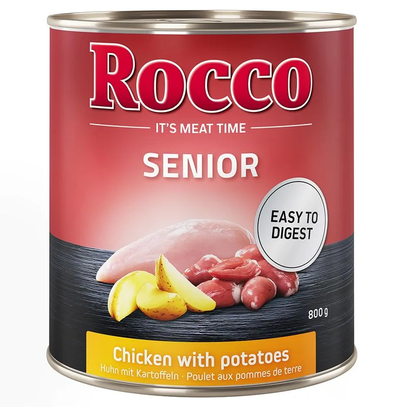 Rocco Senior 6 x 800 g umido per cane (Pollo con Patate - NUOVO!)