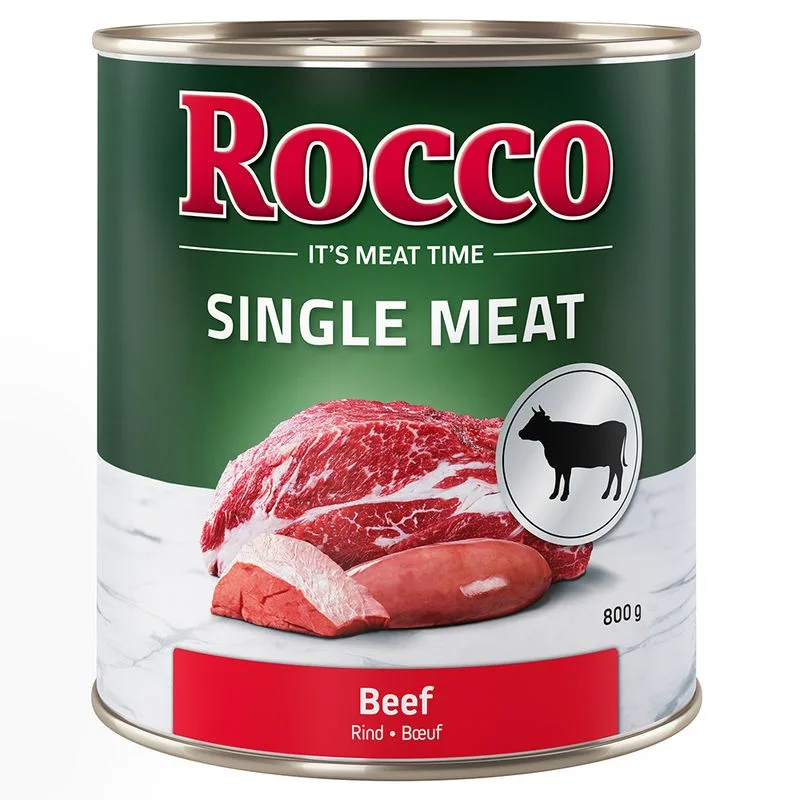 Rocco Single Meat 24 x 800 g umido per cane (Manzo)