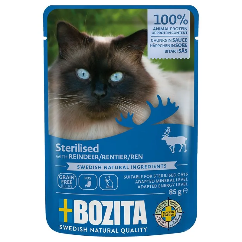 Bozita Bocconcini in salsa Sterilised 12 x 85 g Umido per gatto (Renna)