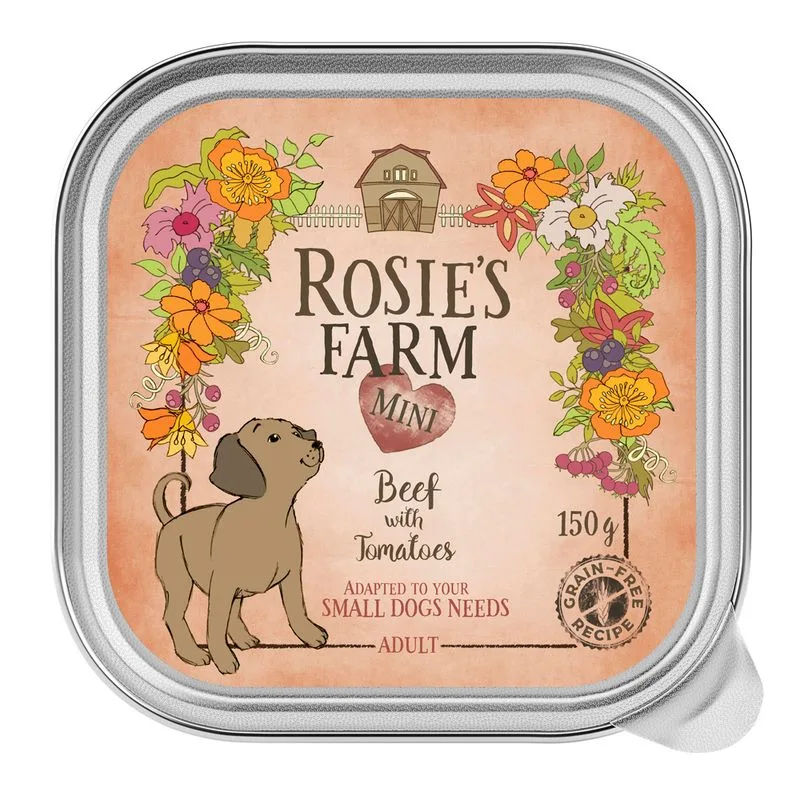 Rosie's Farm Mini 6 x 150 g umido cane (Manzo con Pomodori)