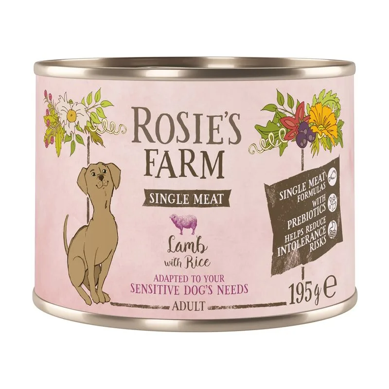 Rosie's Farm Single Meat Adult 6 x 195 g (Agnello & Riso)