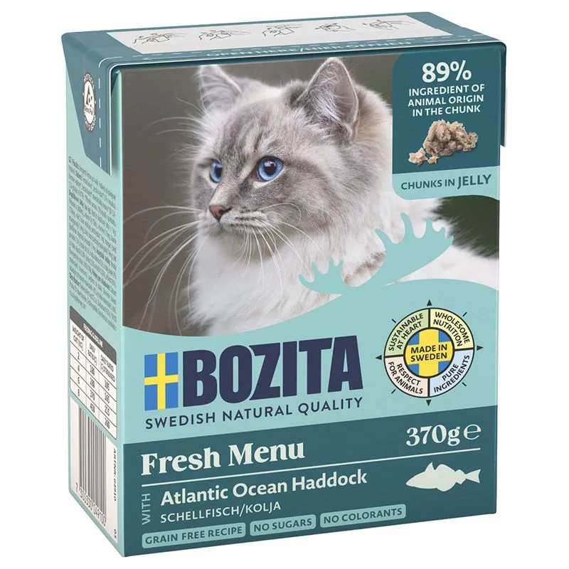 Bozita Tetra Bocconcini in gelatina 12 x 370 g Alimento umido per gatto (Eglefino)