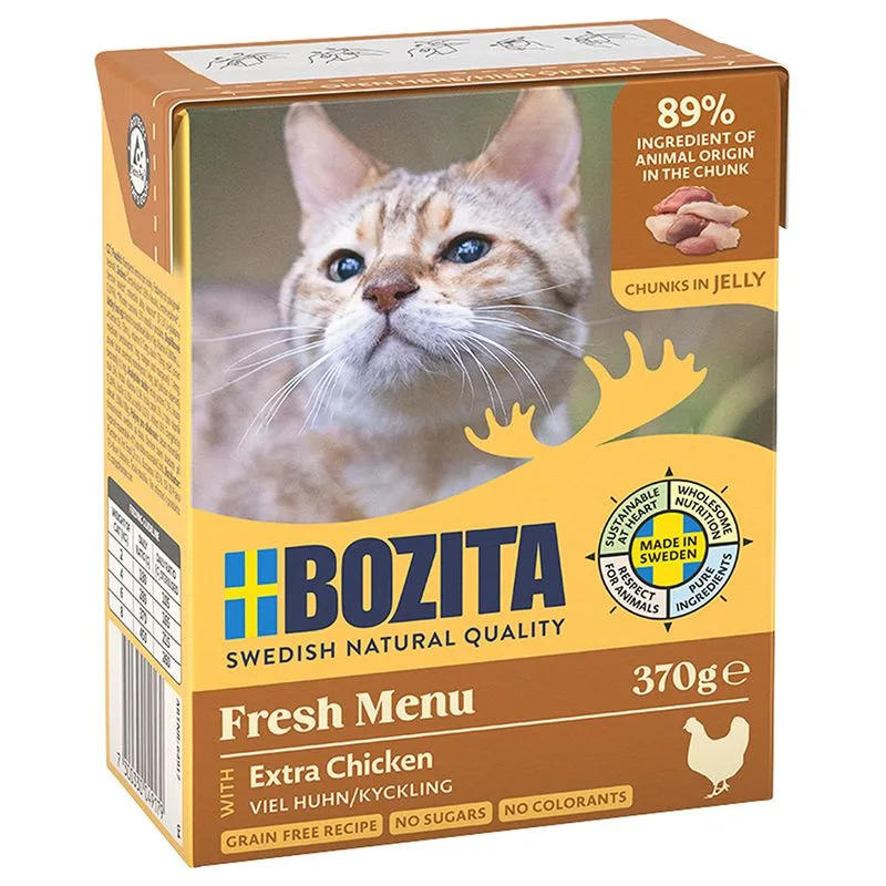 Bozita Tetra Bocconcini in gelatina 12 x 370 g Alimento umido per gatto (Ricco di Pollo)